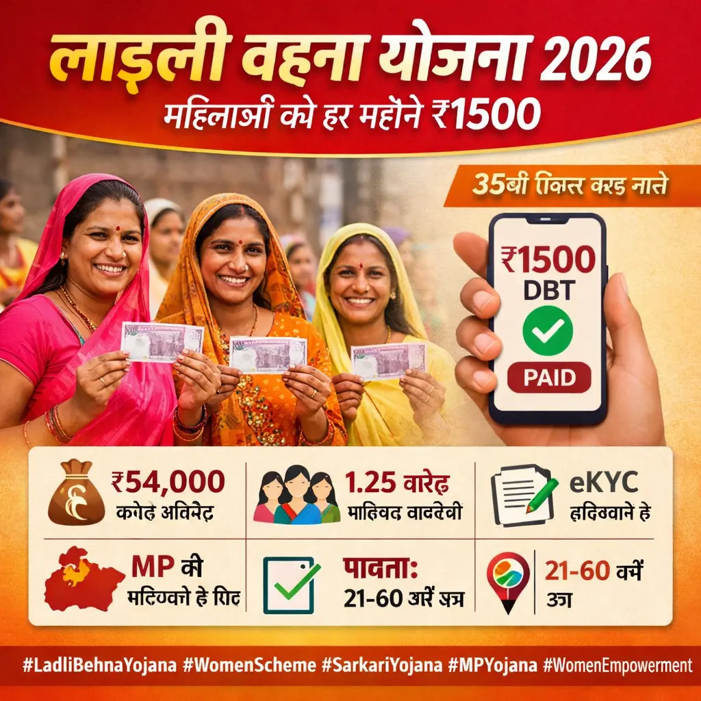 👩 महिलाओं के लिए बड़ी खुशखबरी – Ladli Behna Yojana (2026 अपडेट)
