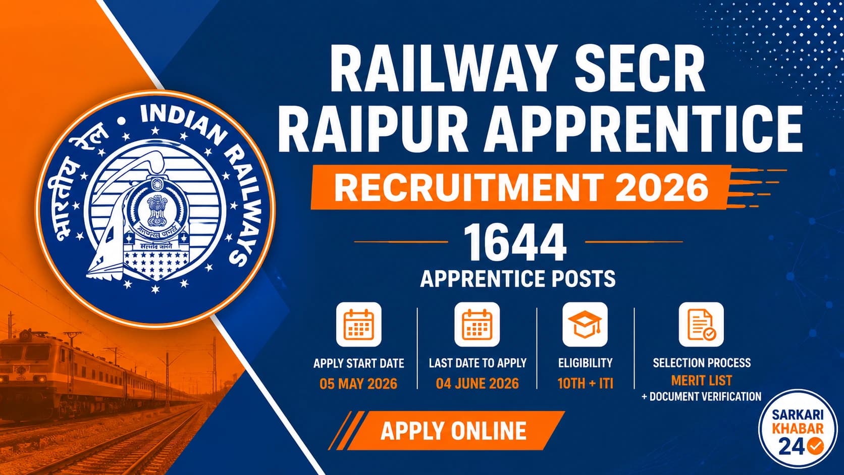 Railway SECR Raipur Apprentice Recruitment 2026